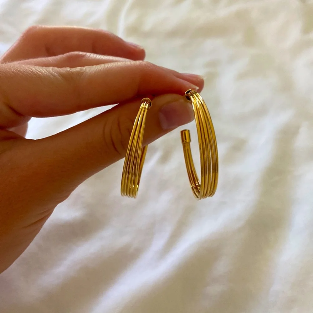 Gold Hoop Earrings - Picture 2 of 6
